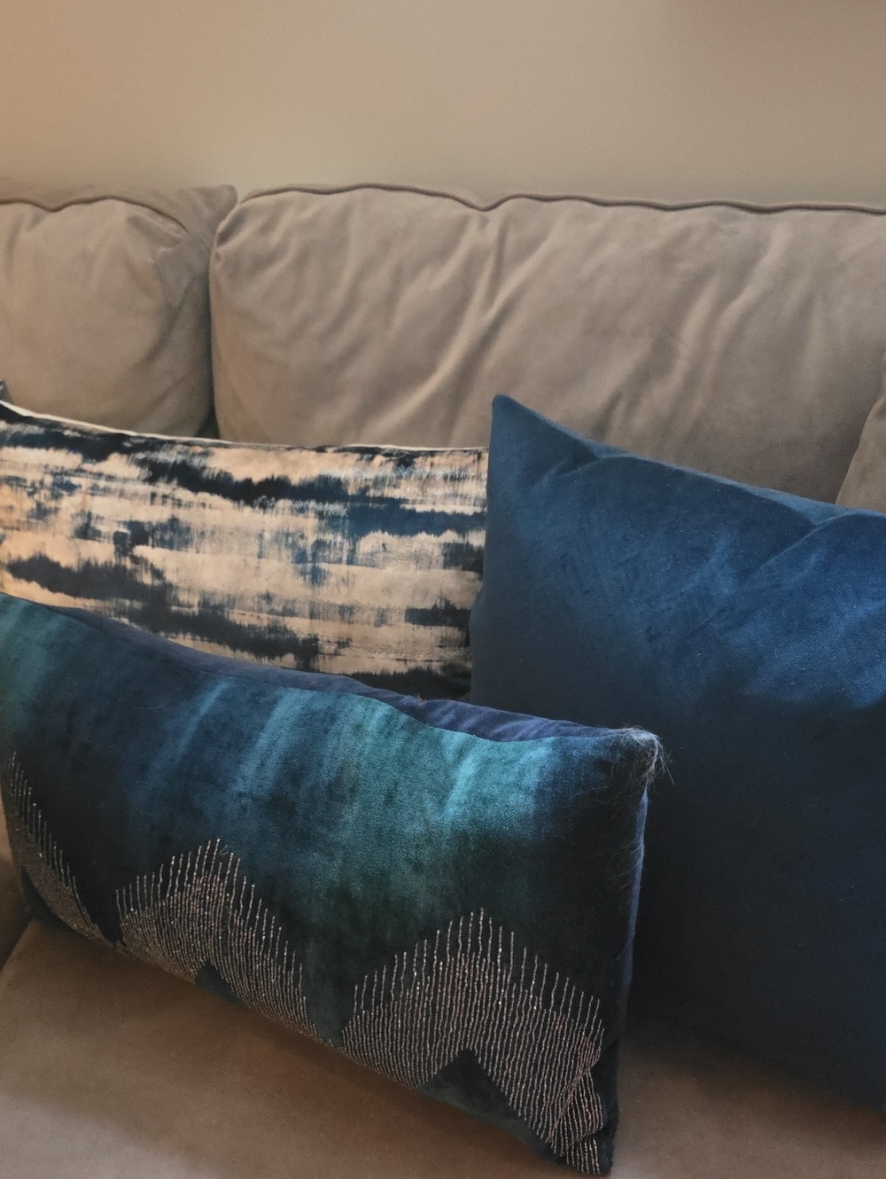 Designer Velvet Indigo Throw Pillow - Bundle